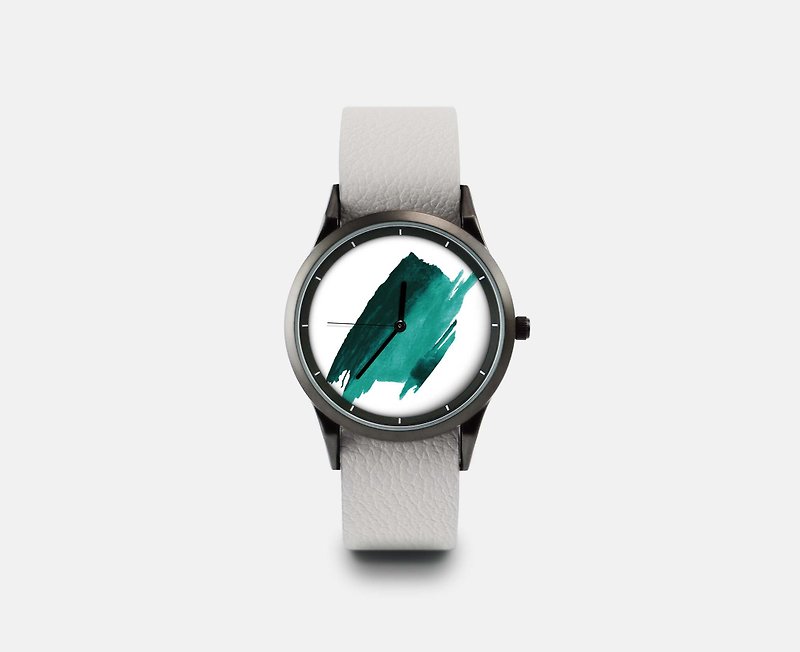插畫X手錶-時間印記-簡單綠 - 男錶/中性錶 - 其他金屬 綠色