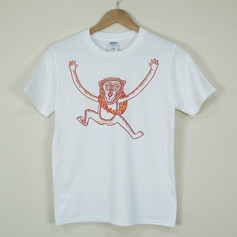 New designer-T-shirt: [monkey] short-sleeved T-shirt "children" (white) - Chen Mengru - Other - Cotton & Hemp Orange