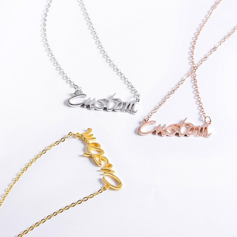 Customized Necklace English Name Necklace 925 Sterling Silver English Letter Necklace Mother's Day Gift - สร้อยคอ - โลหะ สีเงิน