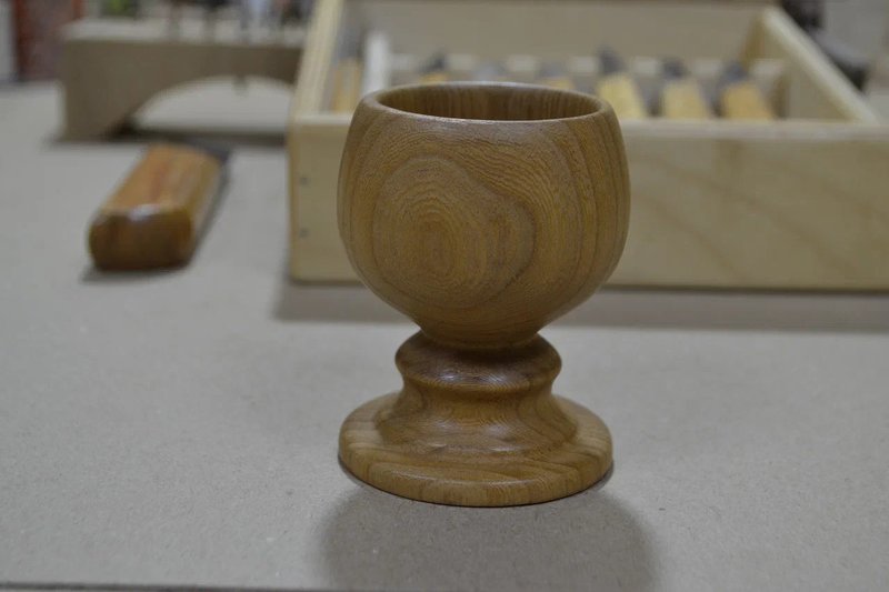 Handmade Elm Wood Wine Glass and Traditional Cup Perfect for Daily Use - แก้วมัค/แก้วกาแฟ - ไม้ สีกากี