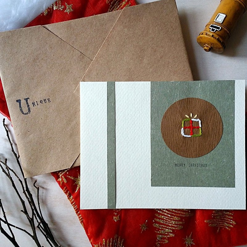 手縫圖像聖誕卡(聖誕禮物)(原稿) - 心意卡/卡片 - 紙 多色