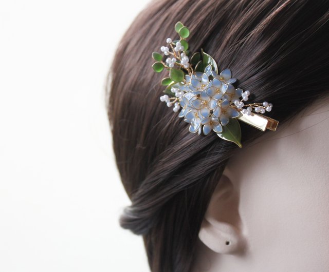 【あじさいの花束 ヘアクリップ】あじさいの花束 ヘアクリップ 手作りブロンズレジン 髪飾り/ヘアクリップ