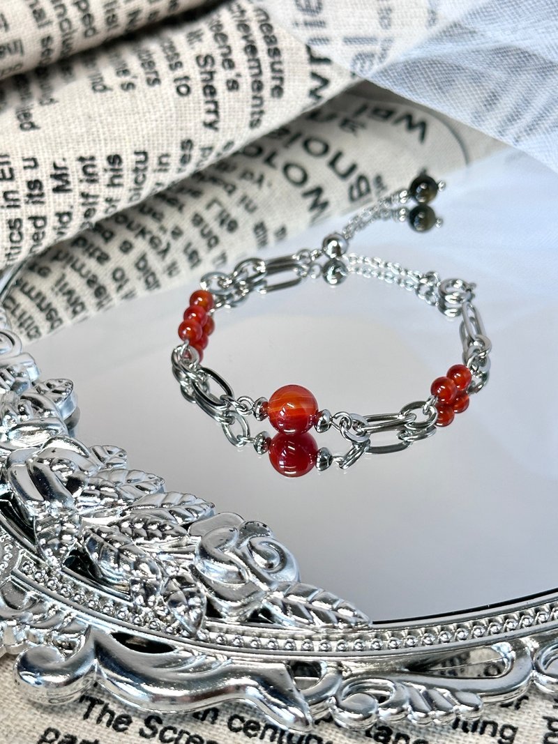 Romantic Fire Princess Agate Bracelet - Medical Steel/Carnelian/ Stone - Bracelets - Crystal Red