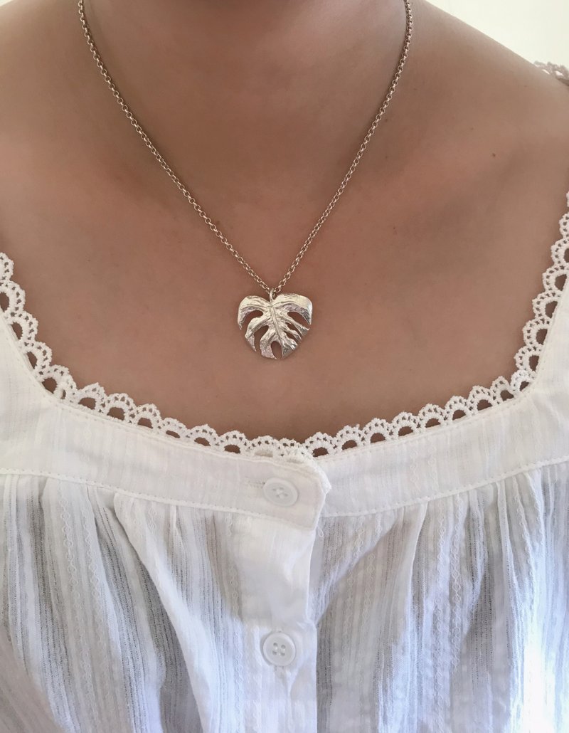 植系-龜背葉-大--純銀項鍊 - 項鍊 - 純銀 銀色