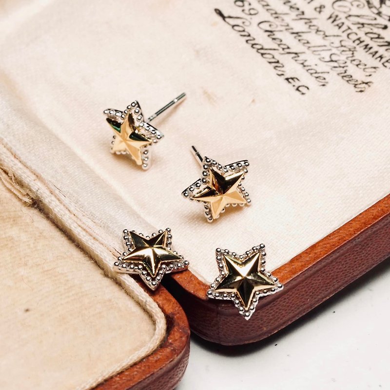18K Two-Tone Star Badge Earrings - Earrings & Clip-ons - Precious Metals Gold