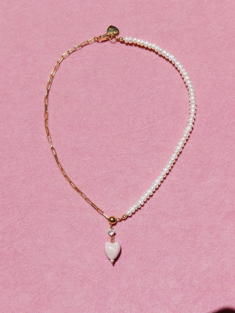 Valleydarley - All his heart Chain half pearls necklace - 項鍊 - 珍珠 金色
