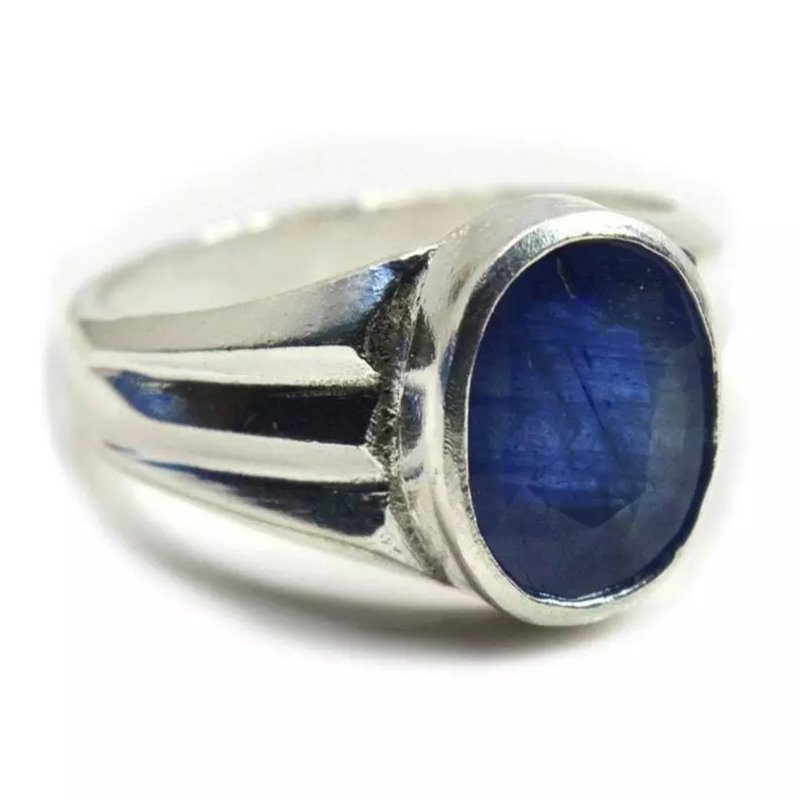 Natural Blue Sapphire,925 Sterling Silver,Ring For Men,Astrology Jewelry Gift - แหวนทั่วไป - เครื่องเพชรพลอย สีน้ำเงิน