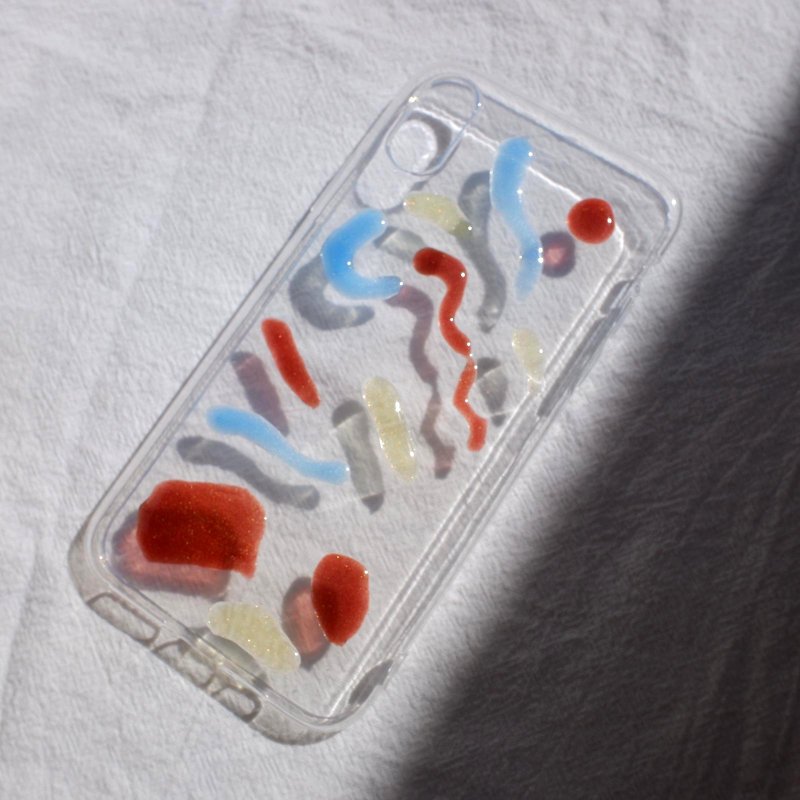Color palette series original hand-painted abstract oil painting style naughty resin transparent mobile phone case Iphone XS - เคส/ซองมือถือ - เรซิน สีใส
