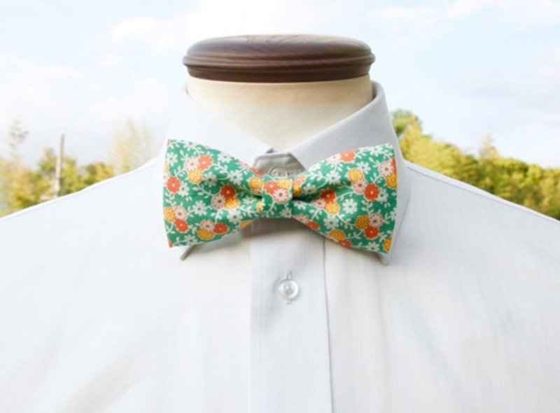 TATAN Vintage Flower Bow Tie (Green) - Bow Ties & Ascots - Cotton & Hemp Green