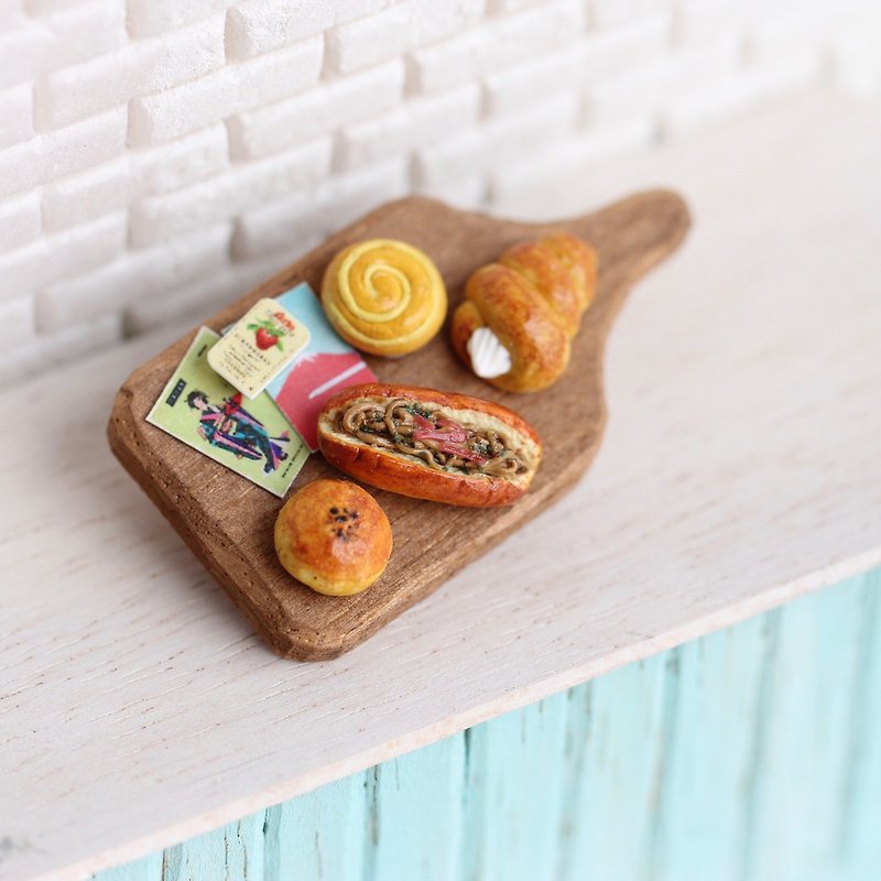 Miniature Japan Bread Set Pin - Brooches - Clay Orange