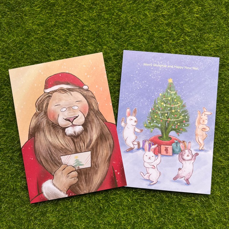 【Hello I'm Gene (quiet)】Christmas Warmth and Joy Set (2 photos each, 1 set) - Cards & Postcards - Paper Red