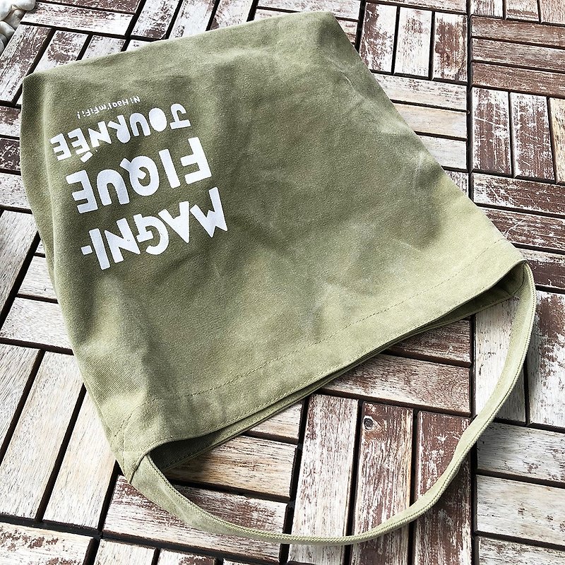 FiFi Wonderful Day Shoulder Bag - Washed Green - กระเป๋าถือ - ผ้าฝ้าย/ผ้าลินิน 