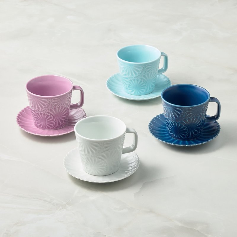 Ishimaru Hasamiyaki - Yaekiku Cup and Sauce Set - Matching Cup Set (including 4 pieces of saucers) - Cups - Porcelain Multicolor