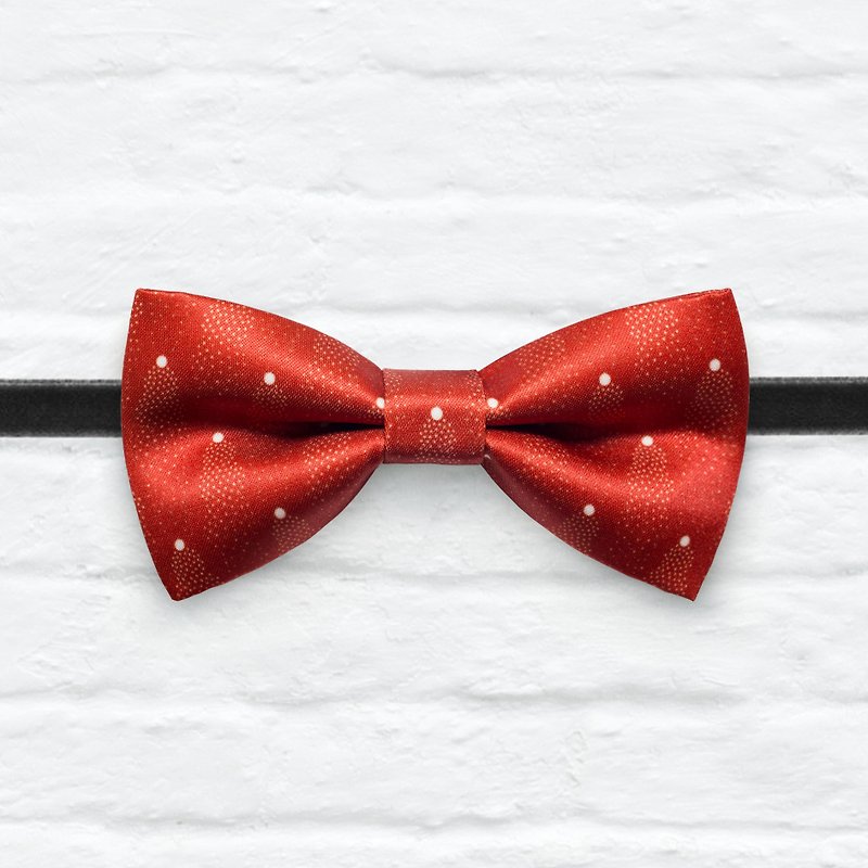 Style 0099 Red Mini Dots pattern Bowtie -  Wedding Bowtie - สร้อยติดคอ - เส้นใยสังเคราะห์ สีแดง