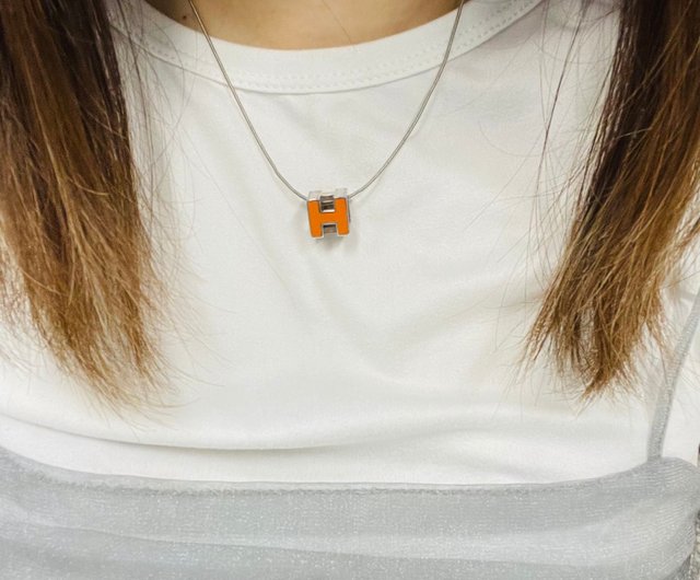 Hermes Hermes second hand orange H letter necklace Shop retrochichk Necklaces Pinkoi