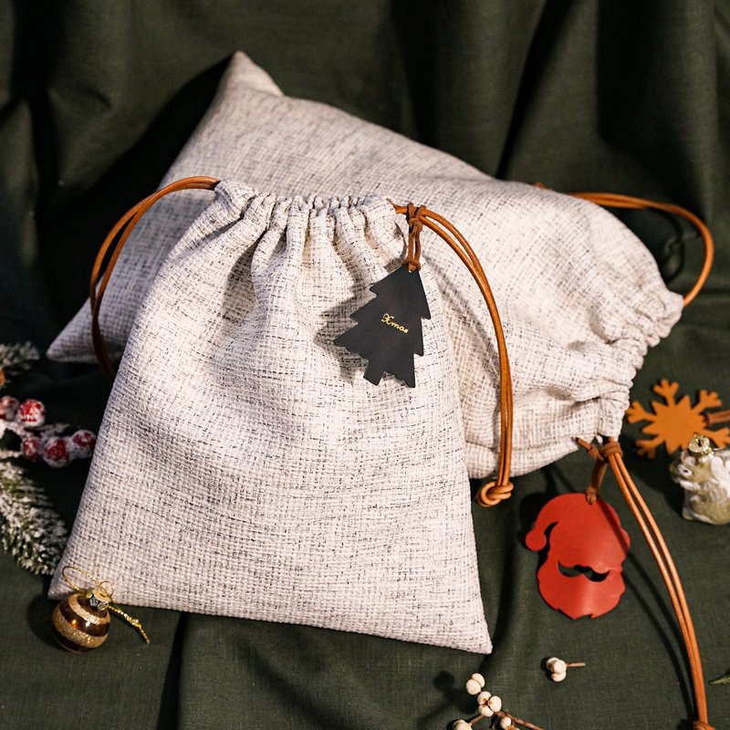 加購【聖誕收納袋】附真皮聖誕吊牌 可客製燙金 - 化妝包/收納袋 - 棉．麻 