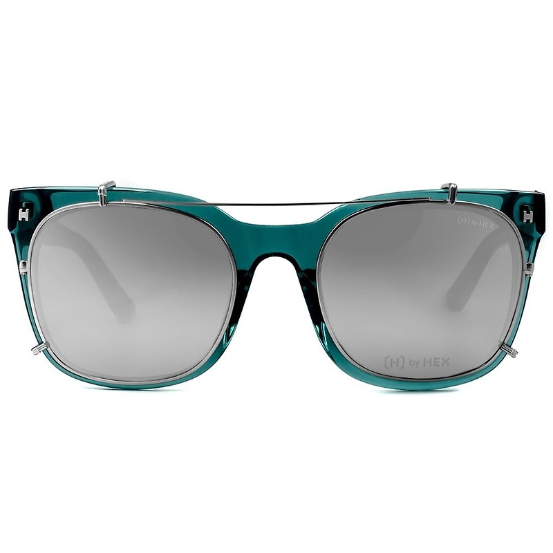 Optical glasses with front hanging sunglasses | Sunglasses | Transparent dark green | Made in Taiwan | Plastic frame - กรอบแว่นตา - วัสดุอื่นๆ สีเขียว