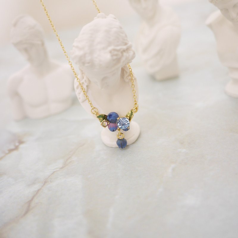 Greek Blueberry Berry Garden Necklace - Necklaces - Enamel Purple