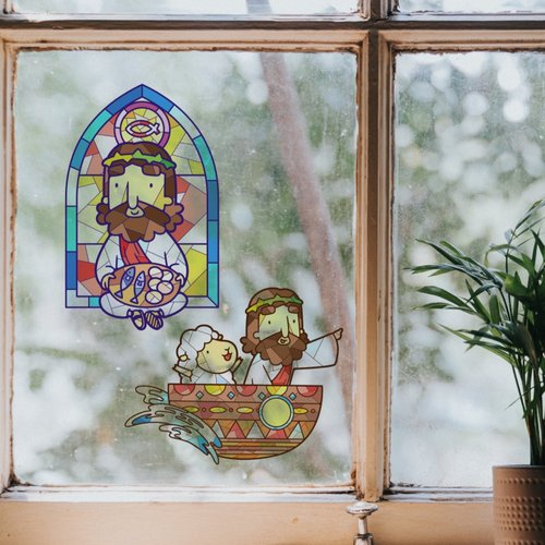 LEBOO Design //新品//彩繪玻璃插畫靜電貼