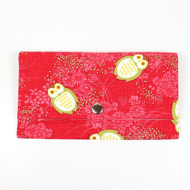 Red bag passbook cash storage bag - owl - Chinese New Year - Cotton & Hemp Red
