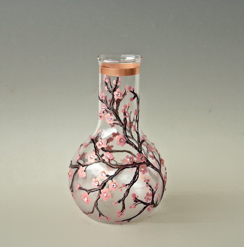 Small Glass Vase Sakura Design Hand Painted 設計館 Nea Glass 擺飾 家飾品 Pinkoi