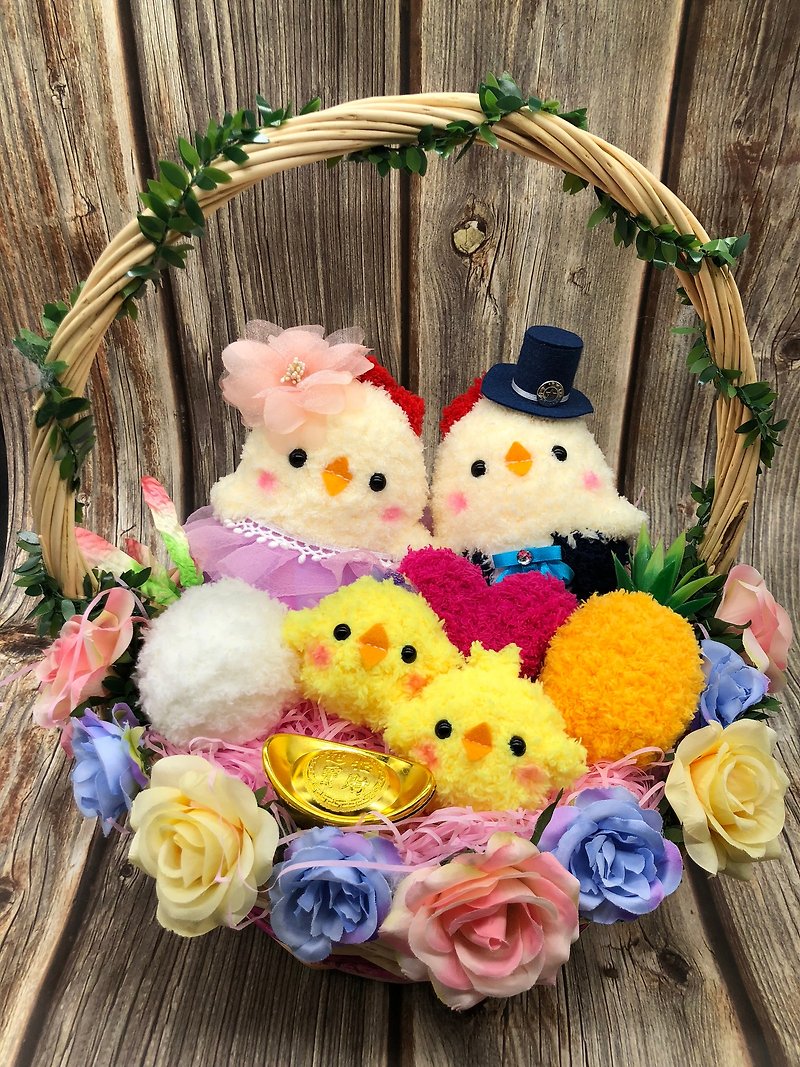 現貨-可愛毛線編織帶路雞 娃娃款 結婚 訂婚 婚禮小物 婚禮用品 - 裝飾/擺設  - 聚酯纖維 黃色
