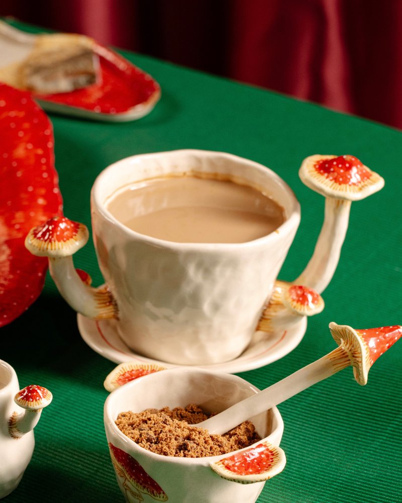 Mushroom Coffee Cup 3 heads - 其他 - 陶 紅色