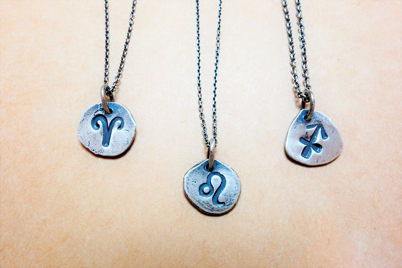 Sterling Silver Fire Sign Aries Leo Sagittarius Constellation Symbol Necklace (Single Piece 580 Yuan) - Necklaces - Silver Silver