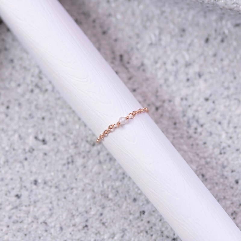 Moonstone 925 Sterling Silver Rose Gold Plated Fruit Chain Ring - แหวนทั่วไป - เครื่องเพชรพลอย สีเงิน