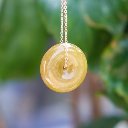Jade Cabinet 藏珠櫃 黃翡翠平安扣 天然緬甸翡翠A貨 平安扣 黃翡翠 項鍊 手鏈 送禮