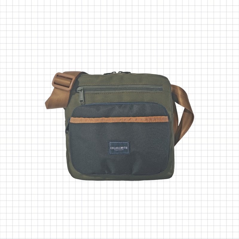 CR2 front three-dimensional pocket square side backpack CR2-1396-OG [Taiwanese original bag brand] - Messenger Bags & Sling Bags - Nylon Green