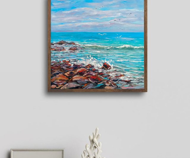【アンティーク】額装 油絵 カモメ 灯台 海 風景画 絵画 オブジェ アンティーク】額装 油絵 カモメ 灯台 海 風景画 絵画 オブジェ