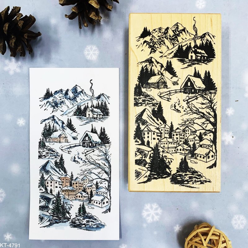 Maple Stamp- Winter Landscape Sketch KT-4791 - Stamps & Stamp Pads - Wood 