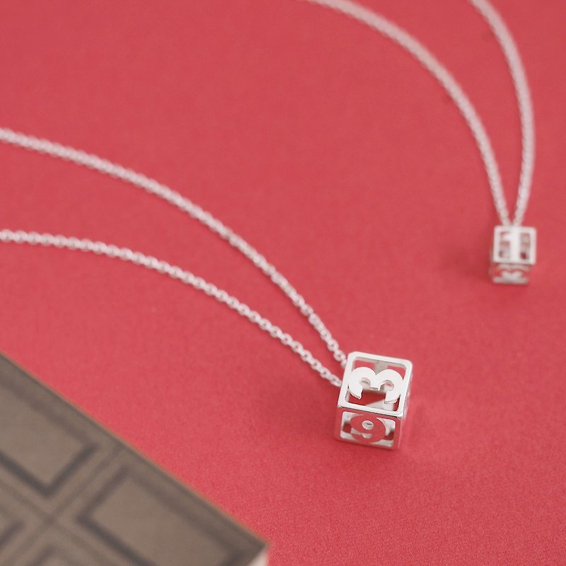 2 pieces set) Dice pair necklace Silver 925 - สร้อยคอ - โลหะ สีเงิน