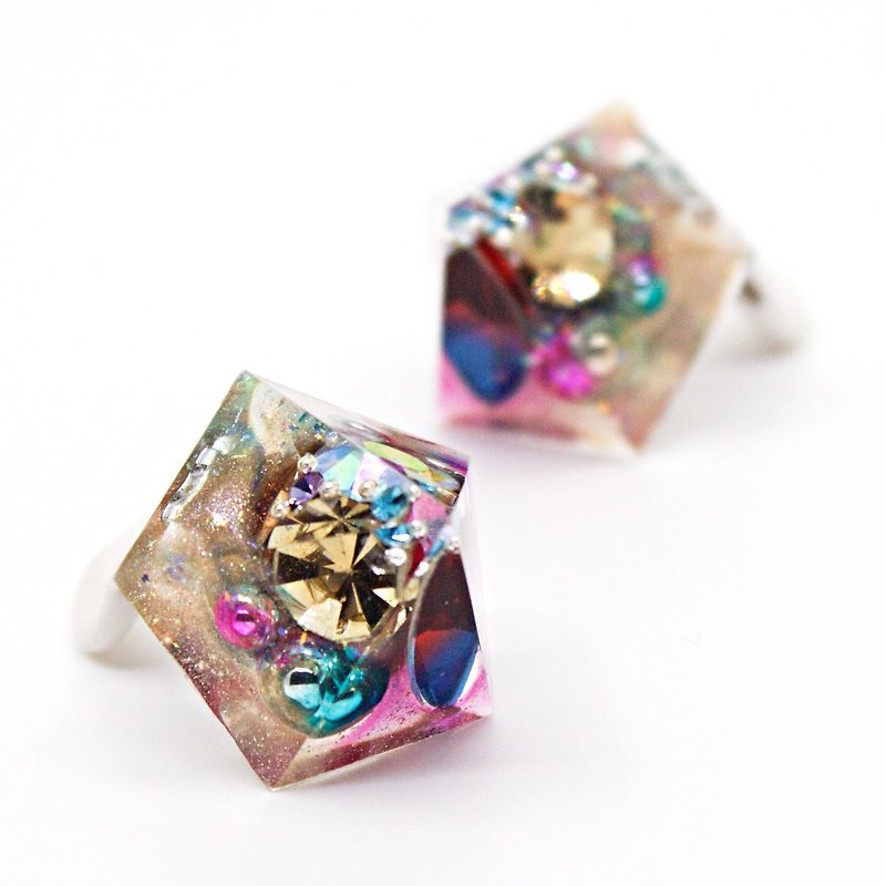 Pentagon earrings (Princess Litmus) - Earrings & Clip-ons - Resin Multicolor