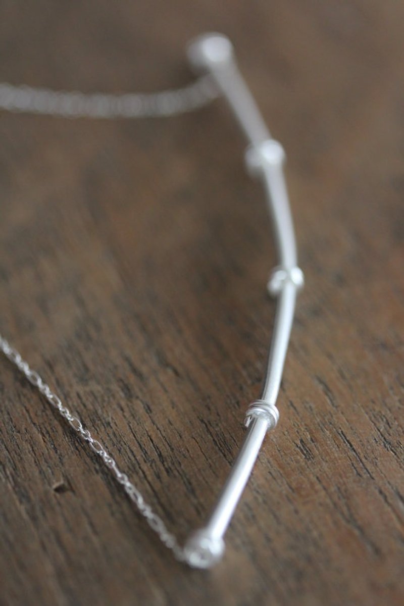 Bamboo stem handmade silver necklace (N0076) - สร้อยคอ - เงิน สีเงิน
