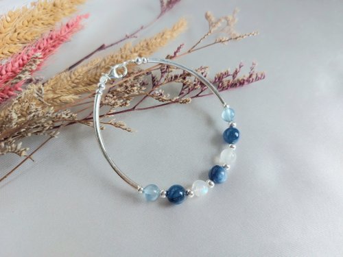 鍊戀翡翠 s925純銀 海藍寶 藍晶石 月光石手鍊 | 手作客製 手鍊 項鍊 耳環