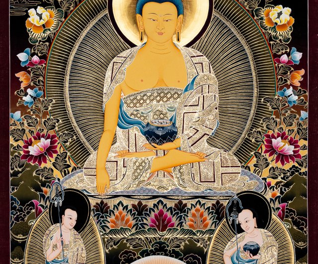 ヴィンテージ伝統的な釈迦牟尼仏タンカ絵画 - ショップ Boudha Stupa Thanka Centre ウォールデコ・壁紙 - Pinkoi