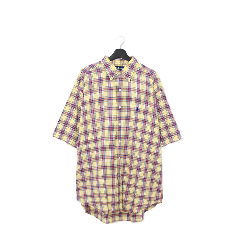 Back to Green-品牌襯衫 polo 黃紅 格紋 d-08  vintage shirt - 男襯衫/休閒襯衫 - 棉．麻 
