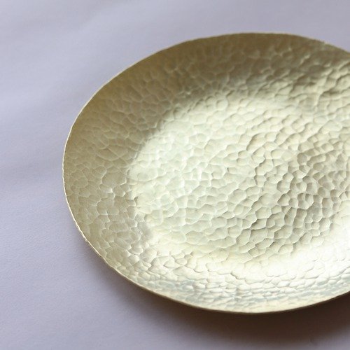 wato 錘木紋 黃銅餐盤 圓盤 -五寸滿月皿
