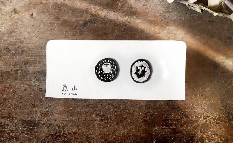 【Black Universe Forest】Embroidered earrings - Earrings & Clip-ons - Other Man-Made Fibers Black