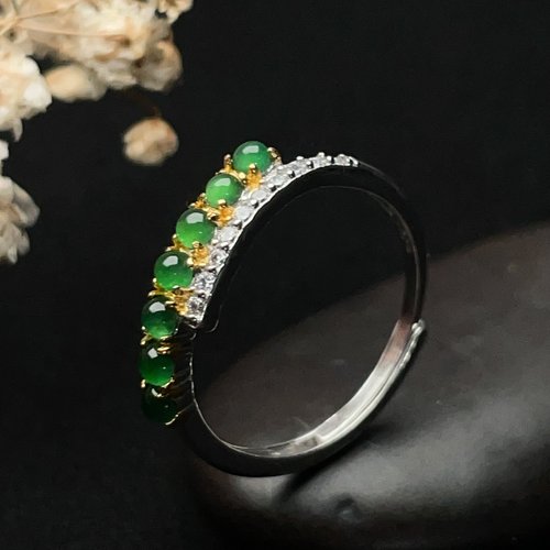 瓔珞珠寶盒 E.L.Jewelry Box 冰種老坑綠翡翠蛋面925銀戒指 | 天然緬甸玉翡翠A貨
