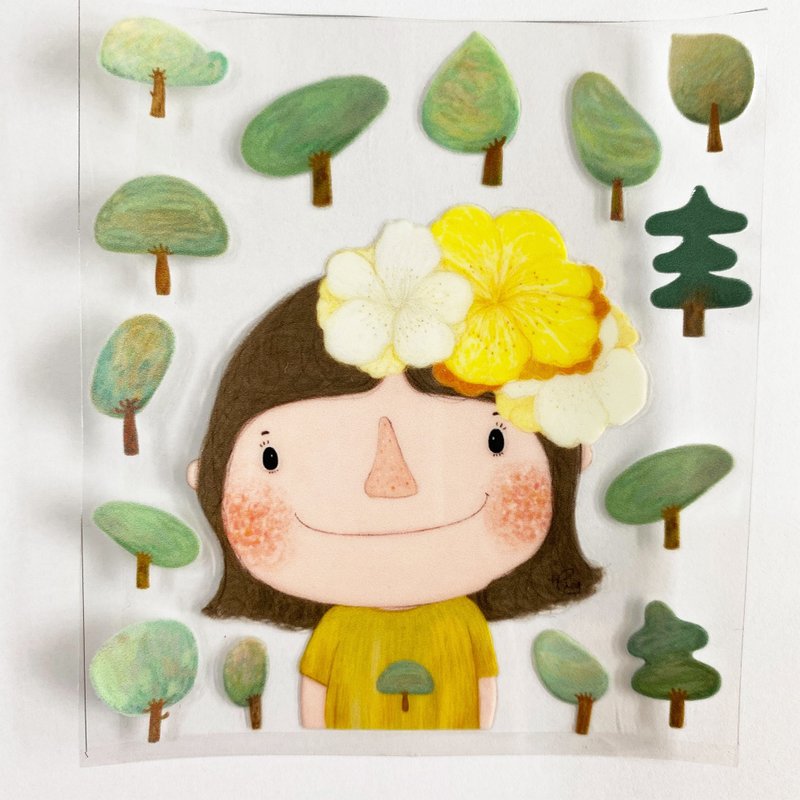 Let’s put stickers together/three-dimensional texture waterproof transfer sticker/Dolly Dolly 10.0/big yellow flower - Stickers - Waterproof Material Transparent