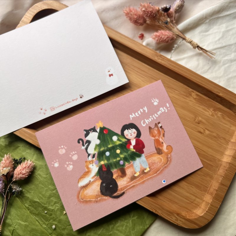 聖誕卡 | 想和你一起佈置聖誕樹 - 卡片/明信片 - 紙 紅色