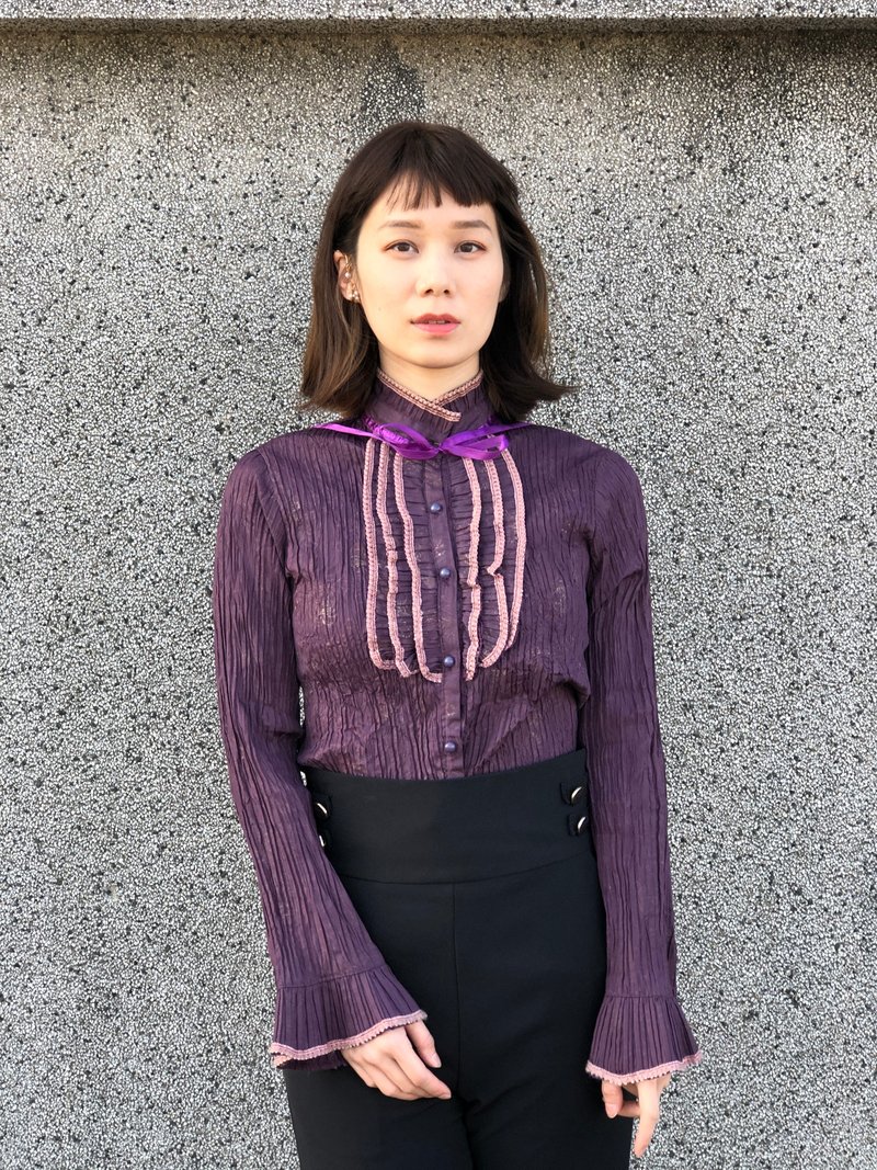凡爾賽玫瑰風蕾絲領襯衫 - 女襯衫 - 其他材質 