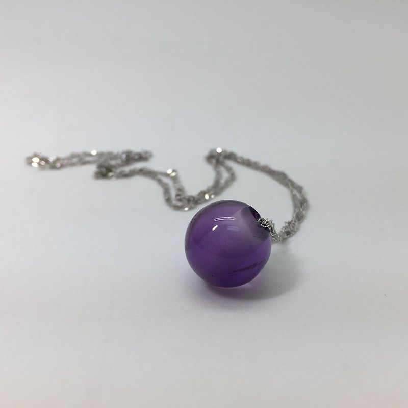 925純銀寶石項鍊 紫水晶 天然石圓珠 禮盒 - 項鍊 - 純銀 紫色