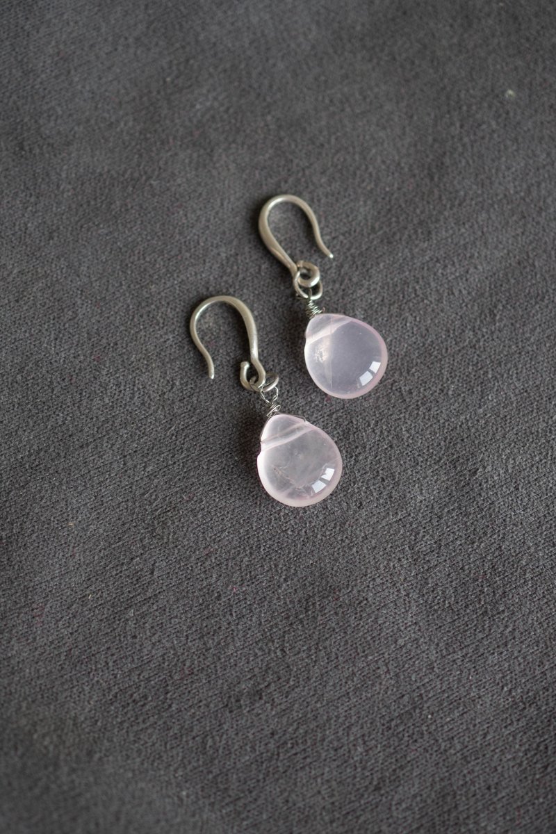 Rose quartz Earrings, 925 Silver, Taurus stone, Libra Gem, Christmas Gift - 耳環/耳夾/耳骨夾 - 半寶石 粉紅色