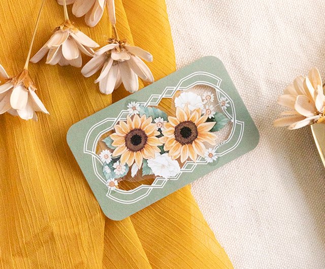 【7943】海外　マステ　5m巻売り　PETマスキングテープ　ひまわり ひまわり ー 5cm クリアPETテープ - ショップ 樂意デザイン【公式