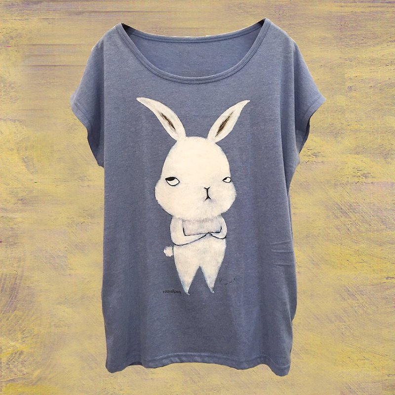 棉．麻 女 T 恤 - emmaAparty插畫長版T:點點點兔子