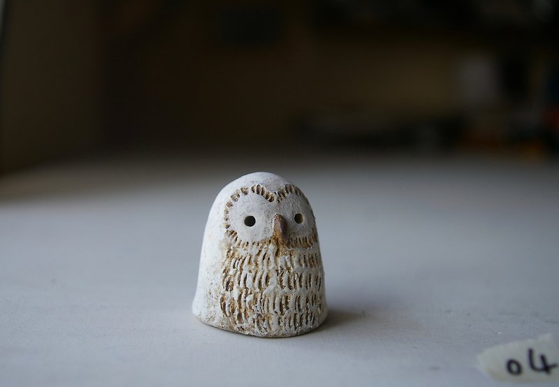 White owl ぽってり白フクロウ04 - 擺飾/家飾品 - 陶 白色